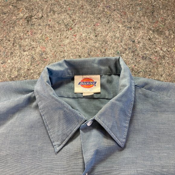 Dickies Button Down Shirt Mens Adult 17-17.5" Sleeve 34/35 Blue Long Sleeve USA - Picture 6 of 15